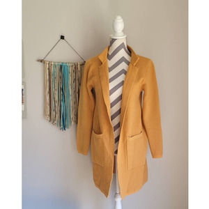 Sioni Longline Mustard Wool Blend Mock-Neck Sweater